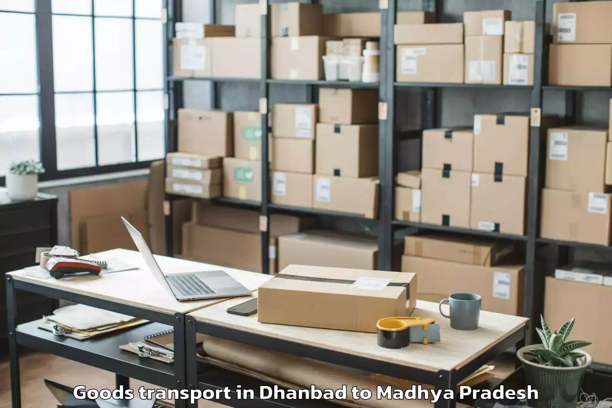 Professional Dhanbad to Kalapipal Mandi Goods Transport